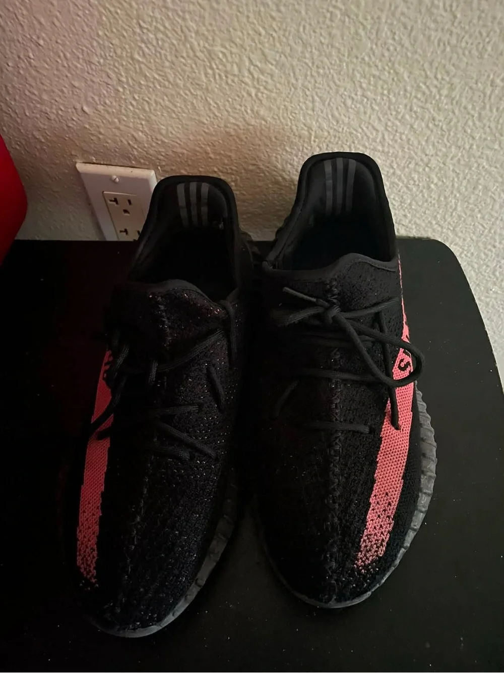 Yeezy SPLY-350 Black and Pink Knit Sneakers